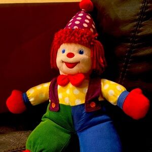 Gymboree Gymbo Clown Plush Doll 12" Sound Laughs Giggles 2004 Overalls Giggles